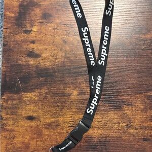Supreme Black and White Logo Lanyard with Keyring New York New